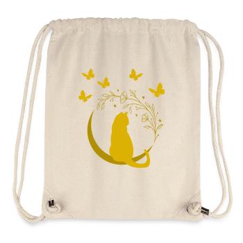 Goldene Mondkatze mit Blütenranke - Stanley/Stella recycelter Gym Bag - Naturweiß - Vorne