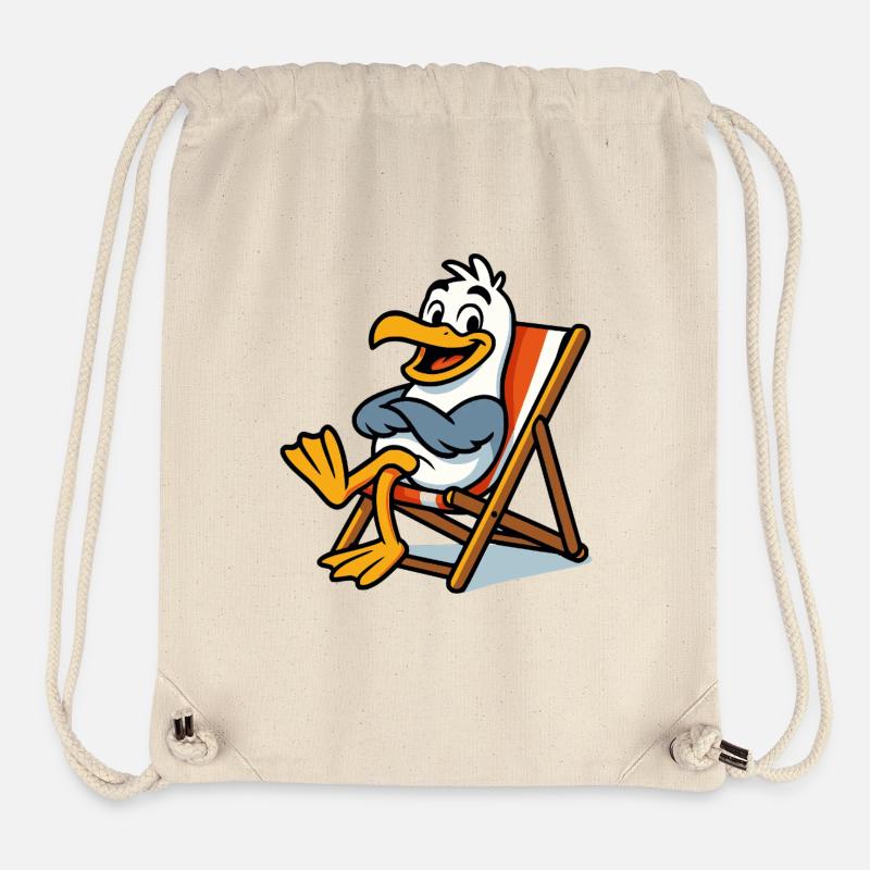Lounge-Seemöwe am Strand - Stanley/Stella recycelter Gym Bag - Naturweiß