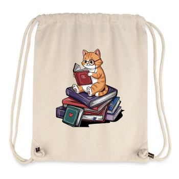 Bücherwurm-Katze Kätzchen liest Bücher Kunst - Stanley/Stella recycelter Gym Bag - Naturweiß - Vorne