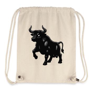 Schwarze Stiersilhouette mit Glanz - Stanley/Stella recycelter Gym Bag - Naturweiß - Vorne