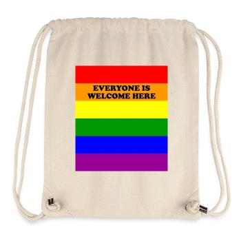 Bannière de la fierté arc-en-ciel inclusive LGBT Tout le monde, c’est nous - Sac à cordon recyclé Stanley/Stella - blanc naturel - Devant
