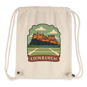 Edinburgh Castle Retro Reiseabzeichen Aufkleber - Stanley/Stella recycelter Gym Bag - Naturweiß - Vorne