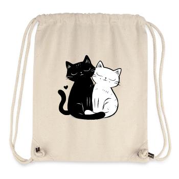 Couple de chats noirs et blancs - - Sac à cordon recyclé Stanley/Stella - blanc naturel - Devant