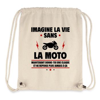 Imagine la vie sans la moto, fête des pères, noël - Sac à cordon recyclé Stanley/Stella - blanc naturel - Devant