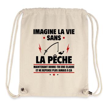 Imagine la vie sans la pêche, fête des pères, noël - Sac à cordon recyclé Stanley/Stella - blanc naturel - Devant