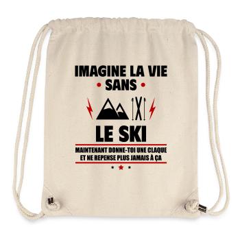 Imagine la vie sans le ski, fête des pères, noël - Sac à cordon recyclé Stanley/Stella - blanc naturel - Devant