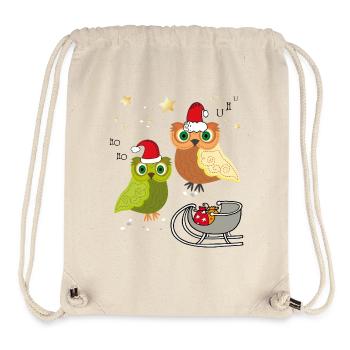 Hiboux de Noël - Sac à cordon recyclé Stanley/Stella - blanc naturel - Devant