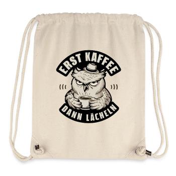 Grantige Eule mit lustigem Kaffeetrinkerspruch - Stanley/Stella recycelter Gym Bag - Naturweiß - Vorne