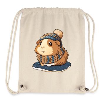 Niedliches Meerschwein mit Schal und Pudelmütze. - Stanley/Stella recycelter Gym Bag - Naturweiß - Vorne