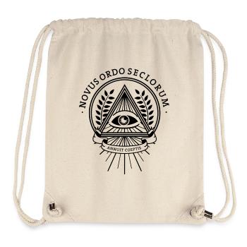 Francs-maçons de la pyramide de l’œil de conspiration des Illuminati - Sac à cordon recyclé Stanley/Stella - blanc naturel - Devant
