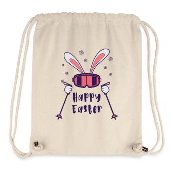 Happy Easter from Skiing Rabbit with ski poles - Stanley/Stella Recycled Gym Bag - natural - Front