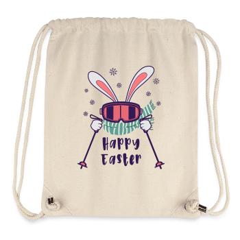 Happy Easter from Skiing Rabbit with ski poles - Stanley/Stella Recycled Gym Bag - natural - Front