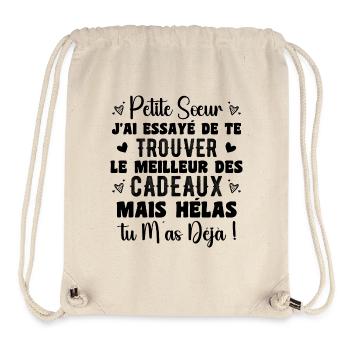 Petite Sœur Cadeau Citation Drôle - Sac à cordon recyclé Stanley/Stella - blanc naturel - Devant