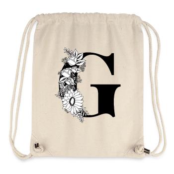 Lettre g floral noir et blanc - Sac à cordon recyclé Stanley/Stella - blanc naturel - Devant