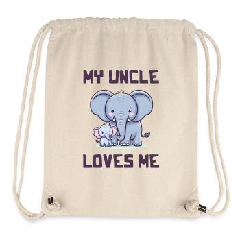 Mon oncle m’aime - Dictons de bébé - Sac à cordon recyclé Stanley/Stella - blanc naturel - Devant