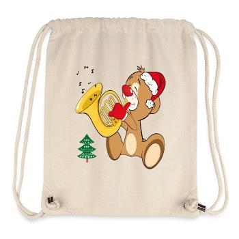 Nounours avec trompette, Noël - Sac à cordon recyclé Stanley/Stella - blanc naturel - Devant