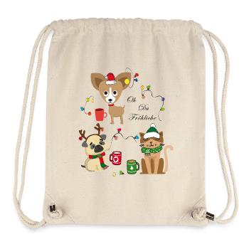 fröhliche Weihnachten - Stanley/Stella recycelter Gym Bag - Naturweiß - Vorne