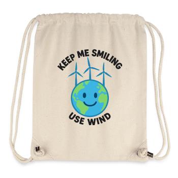 Une terre souriante grâce à l’énergie éolienne – pour un Z propre - Sac à cordon recyclé Stanley/Stella - blanc naturel - Devant