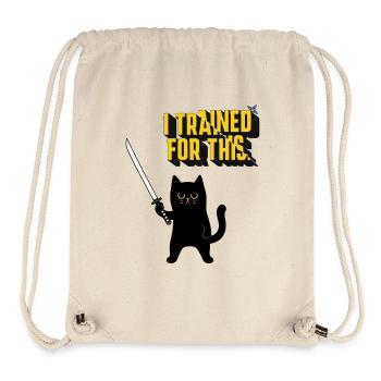 Chat guerrier avec épée de samouraï - Sac à cordon recyclé Stanley/Stella - blanc naturel - Devant