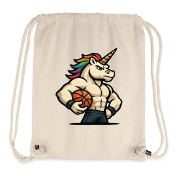 Cerceaux de licorne arc-en-ciel - Sac à cordon recyclé Stanley/Stella - blanc naturel - Devant