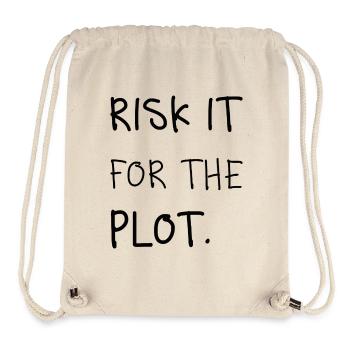 Risk It for the Plot – Écriture manuscrite - Sac à cordon recyclé Stanley/Stella - blanc naturel - Devant