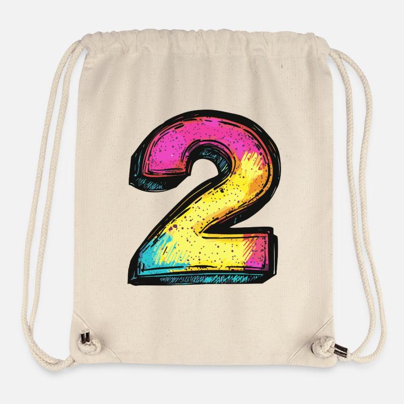 2 Zahl Bunt - Stanley/Stella recycelter Gym Bag - Naturweiß