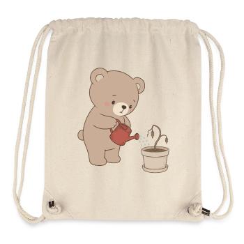 Cute bear watering sad plant - Stanley/Stella Recycled Gym Bag - natural - Front