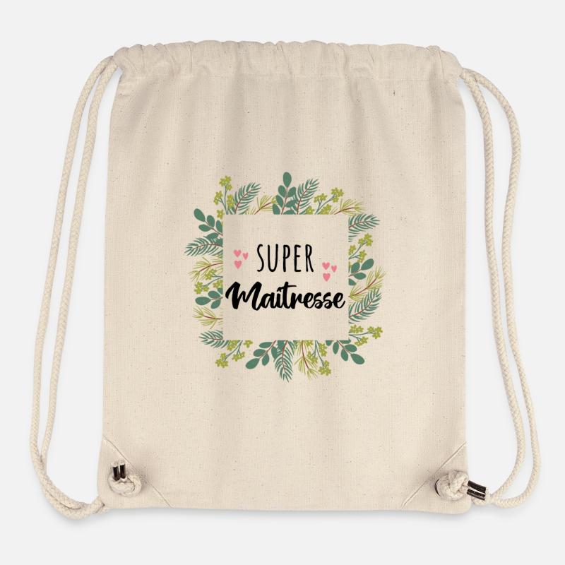Super maîtresse cadeau maîtresse - Sac à cordon recyclé Stanley/Stella - blanc naturel