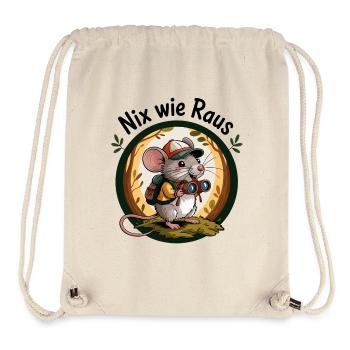 Nix wie raus - in die Natur - Wandern mit Maus - Stanley/Stella recycelter Gym Bag - Naturweiß - Vorne