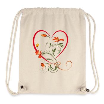 Coeur avec vrille florale - Sac à cordon recyclé Stanley/Stella - blanc naturel - Devant