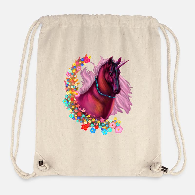 Licorne rose - Sac à cordon recyclé Stanley/Stella - blanc naturel
