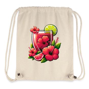 Verre à thé à l’hibiscus rouge - Sac à cordon recyclé Stanley/Stella - blanc naturel - Devant