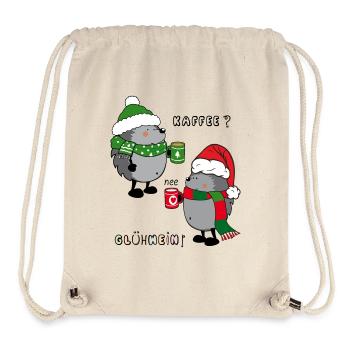 Hérisson au café ou au vin chaud, Noël - Sac à cordon recyclé Stanley/Stella - blanc naturel - Devant