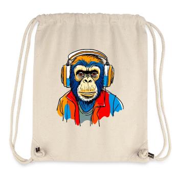 Monkey with headphones - Stanley/Stella Recycled Gym Bag - natural - Front