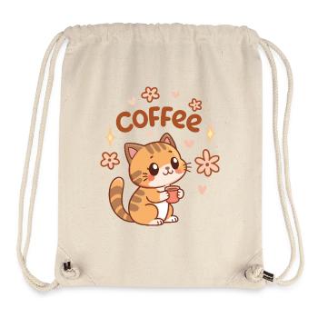 Niedliche Kaffeekatze und Blumen - Stanley/Stella recycelter Gym Bag - Naturweiß - Vorne