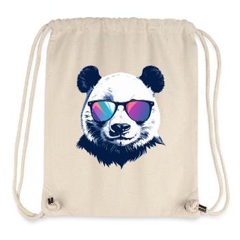 cooler Panda mit Neon Sonnenbrille Porträt Motiv - Stanley/Stella recycelter Gym Bag - Naturweiß - Vorne