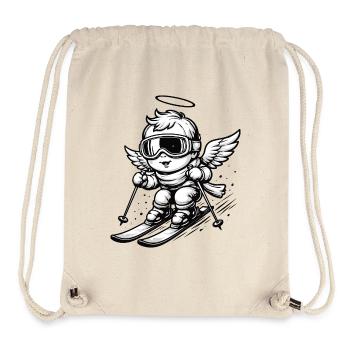 Ange cool sur des skis avec des lunettes de protection - Sac à cordon recyclé Stanley/Stella - blanc naturel - Devant