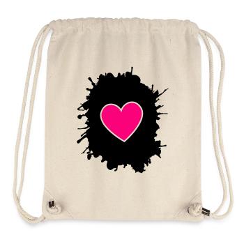 Magenta Herz auf Schwarz - Stanley/Stella recycelter Gym Bag - Naturweiß - Vorne