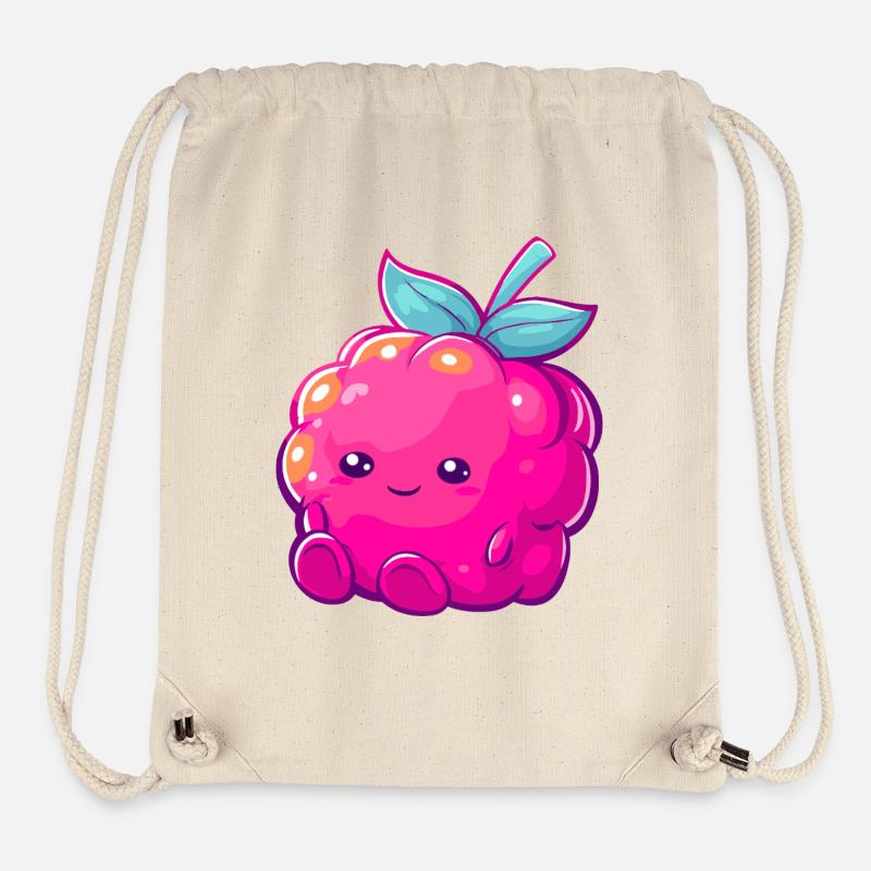 Cuddly raspberry kawaii fruit illustration - Stanley/Stella Recycled Gym Bag - natural