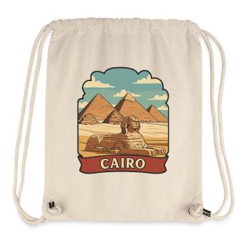 Autocollant rétro des pyramides du Caire en Égypte - Sac à cordon recyclé Stanley/Stella - blanc naturel - Devant