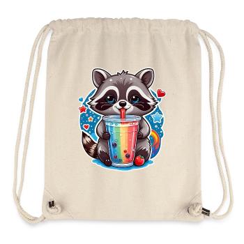 kleiner süßer Waschbär mit Limonade und Strohhalm - Stanley/Stella recycelter Gym Bag - Naturweiß - Vorne