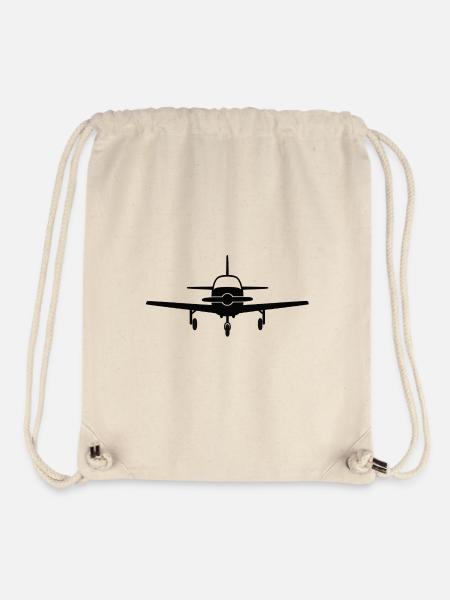 Silhouette d’avion frontal - Sac à cordon recyclé Stanley/Stella - blanc naturel
