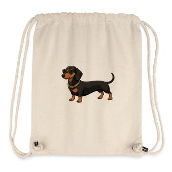 Dachshund with gold chain and sunglasses - Stanley/Stella Recycled Gym Bag - natural - Front