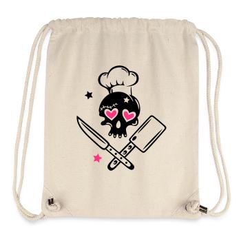 Totenkopf girlie mit Kochmütze und Messern - Stanley/Stella recycelter Gym Bag - Naturweiß - Vorne
