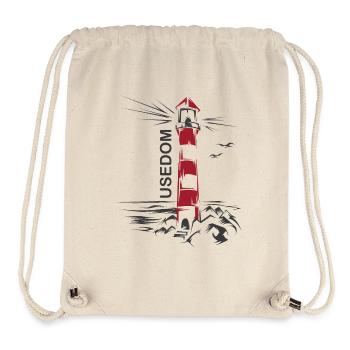 Leuchtturm See Usedom Urlaub rot weiß Meer Ostsee - Stanley/Stella recycelter Gym Bag - Naturweiß - Vorne