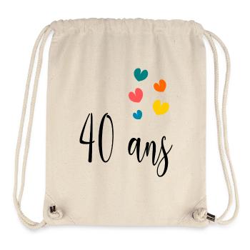 40. 40 ANS. 40e ANNIVERSAIRE. ANNIVERSAIRE 40 ANS. - Sac à cordon recyclé Stanley/Stella - blanc naturel - Devant