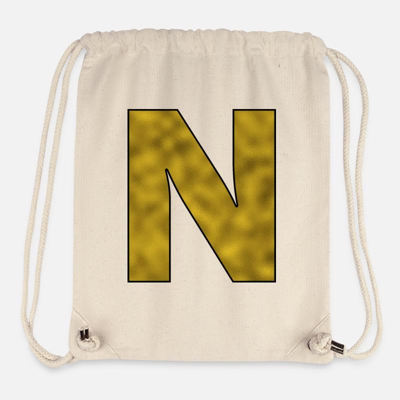 Letter N Gold - Stanley/Stella Recycled Gym Bag - natural