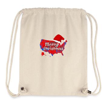 Carte des États-Unis Père Noël - Sac à cordon recyclé Stanley/Stella - blanc naturel - Devant