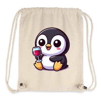 Süßer Pinguin Weinliebhaber Cartoon Chibi Rotwein - Stanley/Stella recycelter Gym Bag - Naturweiß - Vorne