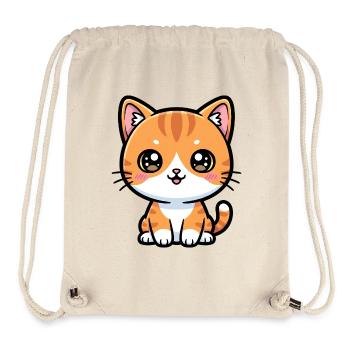 Orange Tabby Cartoon Cat - Stanley/Stella Recycled Gym Bag - natural - Front